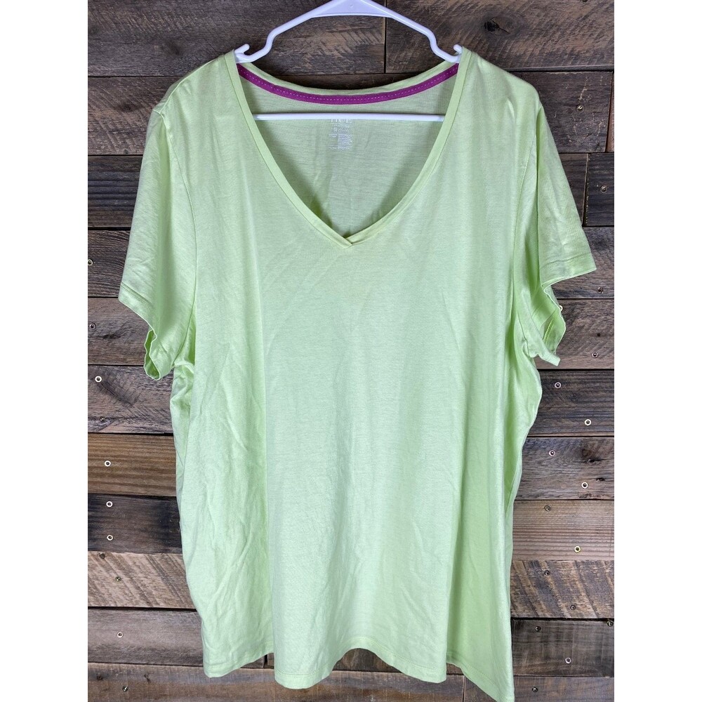 HUE Women's 2X Light Green V-Neck Cotton Modal Top